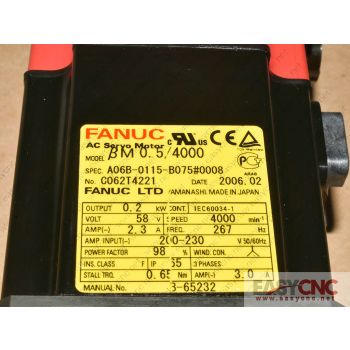 A06B-0115-B075#0008 Fanuc ac servo motor BM0.5/4000 used