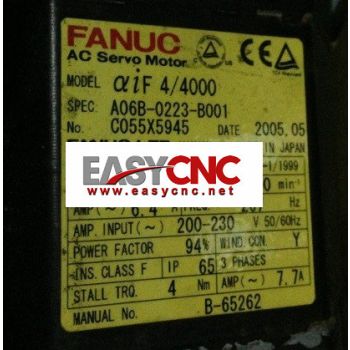 A06B-0223-B001 Fanuc ac servo motor aiF4/4000 used